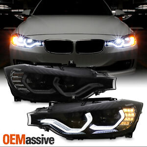 Fit 2012-2015 BMW F30 3-Series 4DR Smoked Full Led Headlights w/Led Sigal Light