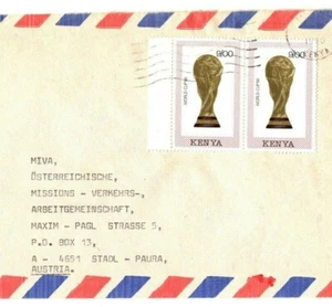 KENYA Cover *Eldoret* MISSIONARY Air Mail WORLD CUP FOOTBALL 1990 MIVA EB154 - Picture 1 of 6