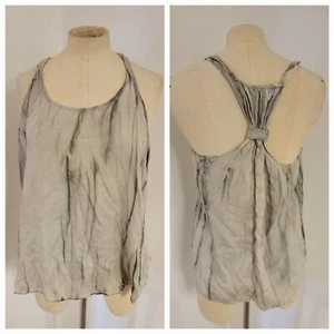 7 for all mankind Cami Womens Small 100% Silk Racer Back Tie Dye Gray Coquette - Picture 1 of 8