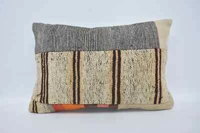 Antique Pillows, Kilim Pillow, 16"x24" Beige Cushion Cover, Gift Pillow - Image 1 of 4