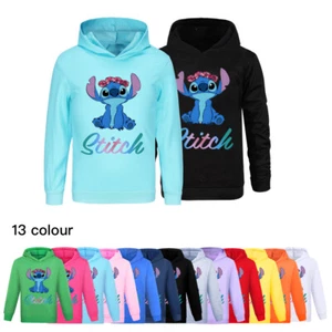 Kids Boys Girls Lilo Stitch Casual Hoodie Pullover Top Sweatshirt Age 2-14 - Picture 1 of 37