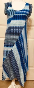 NWT New Directions size S blue geometric sleeveless flare dress - Picture 1 of 7