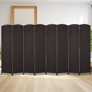 8 Panel Room Divider Wood Folding Privacy Screen Room Separation Divider Brown - Picture 1 of 7