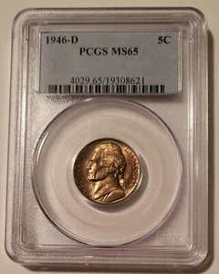 1946 D Jefferson Nickel MS65 PCGS Toning - Picture 1 of 2