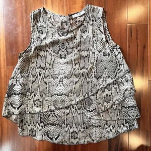 MANGO Brown Black Top Sleeveless Tank Snake Reptile Animal Print Layered Size XS - Picture 1 of 5
