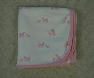 The Children's Place Kitty Cat Baby Blanket Pink White Thin Jersey Knit Swaddle - Picture 1 of 7