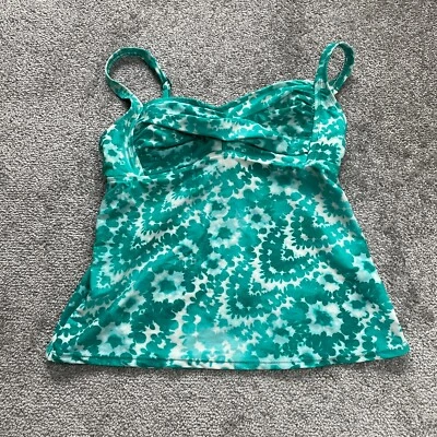 Traje de baño Bisou Bisou Tankini para mujer grande verde floral torcido frente acolchado playa Foto 1 de 4
