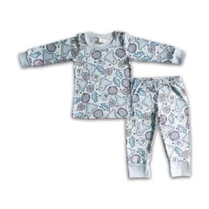 Juego de pijamas azules de manga larga para niños 2 piezas ropa de dormir de Halloween estampado fantasma - Imagen 1 de 1