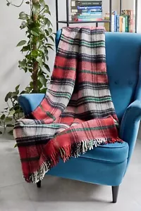 Merino Wool Tartan Tagesdecke Wolliger Reise Sofa Bettbezug Doppel 160/200cm - Bild 1 von 5