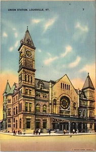 Union Station Louisville Kentucky Leinen Postkarte - Bild 1 von 2
