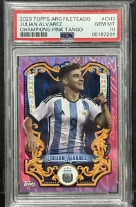 2023 Topps Fileteado Argentina Julian Alvarez Champion Pink Tango /50 PSA 10 - Picture 1 of 2