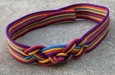 Cinturón Vintage Multicolor Rayas Trenzado Acento Frontal Karen Scott M/L Años 80 80 Foto 1 de 4