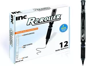 R2 Rollerball Pens Set - 12 Pack, 0.7mm Black Ink, Comfort Grip for Writing - Picture 1 of 12