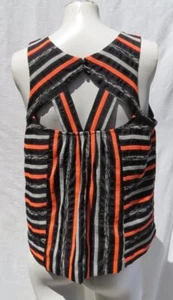 HD in PARIS Anthropologie Damen 8 M schwarz gestreift ausgeschnitten Bluse Tank Top - Bild 1 von 5