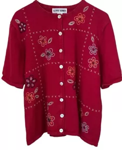 Suéter cárdigan grande Alfred Dunner para mujer con botones con cuentas bordadas florales - Imagen 1 de 4