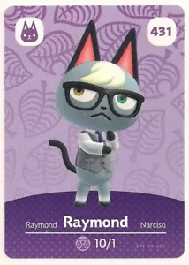 Animal Crossing amiibo Card: Raymond 431 Series 5 Cat New Horizons Authentic - Picture 1 of 1