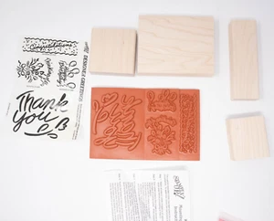 Birthday Thank You Stampin Up Designer Greetings Wood Mounted Stamps Retired DIY - Picture 1 of 7
