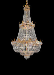 Chandelier Of Luxury Brass Gold And Crystal Of Swarovski 22 Lights MS-257