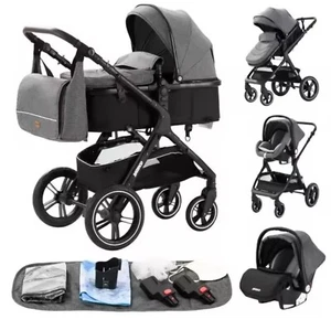 Poussette 3 en 1, Portable, Ajustable, Siège Auto Et Nacelle bébé Gris ✅ - Photo 1/1
