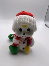GIFTCO Snow Bells Porcelain Bell Ornament Snowman Knit hat VTG 1980's Christmas