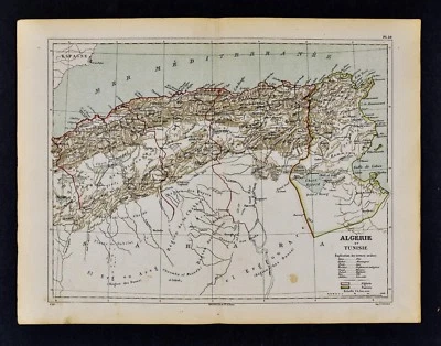 1885 Cortambert Map - Algeria & Tunisia - Alger Constantine Oran Tunis Carthage - Image 1 of 2