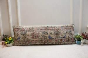 Organic Wool Pillow Case, 12x36 inc Lumbar Pillow Cover, Home Design Vintage Pil - Picture 1 of 8