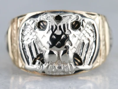 Men's Masonic Twin Headed Eagle Ring - Image 1 of 4