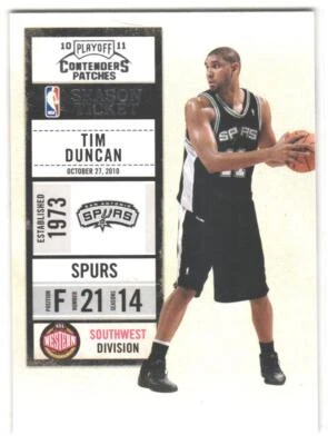 2010-11 Playoff Contenders Patches Tim Duncan #44 - Image 1 of 2