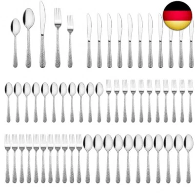 Joyfair Besteck Set 12 Personen, 60-teiliges Edelstahl Gehämmertes Besteckset  - Bild 1 von 4