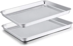 Kitchen Stainless Steel Baking Sheet Set of 2, Baking Pans Tray Cookie Sheets - Picture 1 of 12