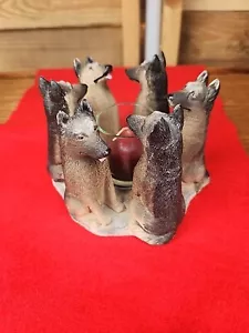 German Shepherds Sitting In Circle Candle Holder Continental Creations #P611 - Picture 1 of 6
