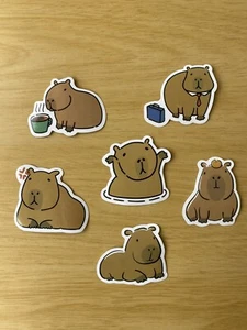 Capybara Stickers, cute and fun stickers, brand new, set of 6 - Picture 1 of 14