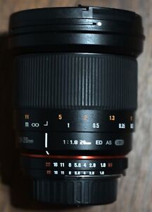 Guaranteed Very Good  Rokinon 20mm f/1.8 ED AS UMC Lens Nikon F 2 week returns