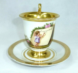 Taza Biedermeier con platillo alrededor de 1850  - Imagen 1 de 12