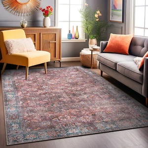 Rugshop Rugs for Living Room Bordered Vintage Machine Washable Non Slip Rug 8x10 - Picture 1 of 10