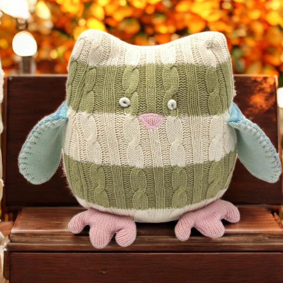 Pottery Barn Niños PBK Juguete de Peluche Búho Pesado Cable Tejido Peluche Almohada Tope de Puerta Foto 1 de 4