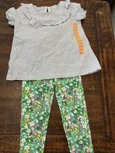Carter's Baby Toddler Girls 2-Piece Striped Top & Floral Capri Legging Set 5T - Picture 1 of 5
