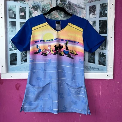 Disney Characters Cherokee Scrubs Tooniforms Disney V Neck Top TF645 MKTV - Image 1 of 4