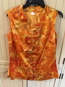 Chaleco hippy vintage años 70 Groovy para mujer sin mangas con botones - TALLA 14 - Imagen 1 de 8