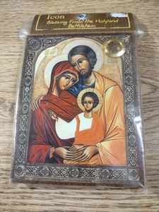 Seltene Heiliges Land Ikone Erde aus Bethlehem Geschenk Handarbeit byzantinisches Bild auf Holz - Bild 1 von 10