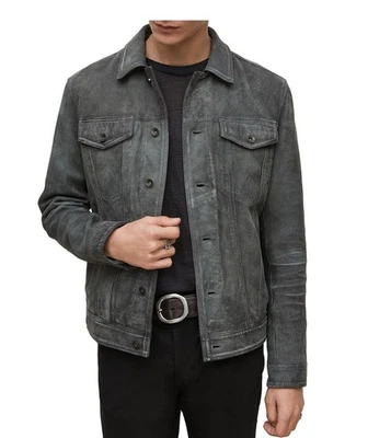 Chaqueta de Camionero John Varvatos Andrew Nueva con Etiquetas $698 EU 52 EE. UU. 42 Gris Sello Foto 1 de 4