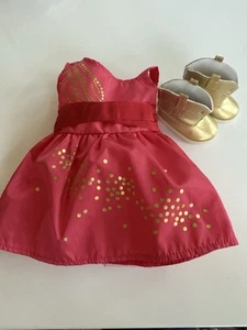 American Girl Doll Saige Girl Of The Year 2013 Sparkle Red Dress and Gold Boots - Picture 1 of 3