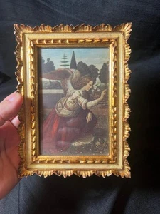 Vintage Italian Ornate Carved Wood Picture Frame Religious Print Art Angel Italy - Picture 1 of 13