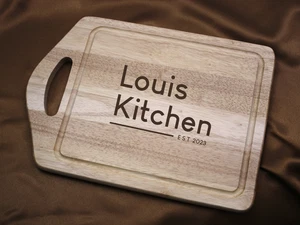 Kitchen EST/Since Design Personalised Engraved Wooden Handled Chopping Board 35  - Picture 1 of 7