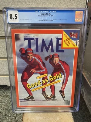 Eric & Beth Heiden Time Magazine CGC 8.5 Newsstand 2/11/1980 Good As Gold - Image 1 of 4