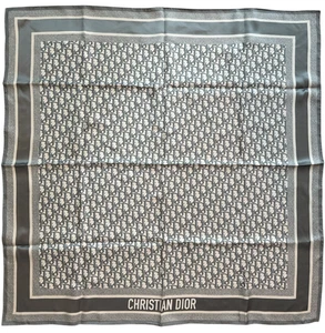 Dior twill di seta grigio e blu navy obliquo Diortwin 90 quadrati - Foto 1 di 5