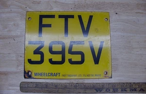 Vintage England Expired License Plate,Tag,Surrey,FTV 395V,7-7/16" X 9-1/2",VGC - Picture 1 of 3
