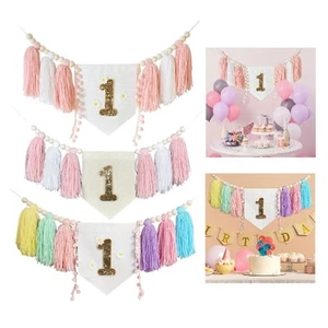 1ST Birthday Highchair Banner Party Decorations Decorative Birthday Accessories - Picture 1 of 17