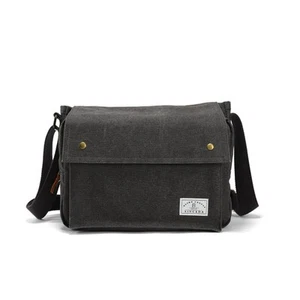 Canvas Messenger Bag, Vintage Crossbody Shoulder Bag Satchel Bookbag black - Picture 1 of 5