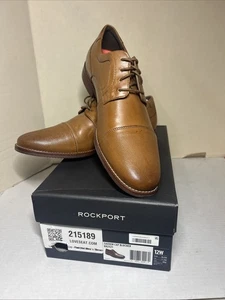 Rockport Saxxen Cognac Cap-Toe Derby Bx2321 Men's 12 M US Brown Dress Shoes - Picture 1 of 18